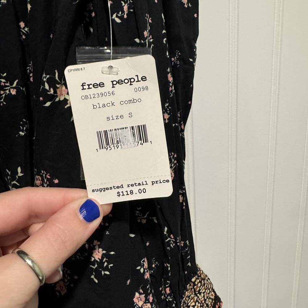 Free People Paloma Floral Boho Top Cotton Size Small NEW - Picture 6 of 8